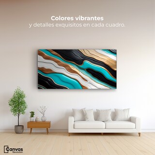 Foto 2 | Foto 2 | Cuadro Decorativo Canvas Abstracto Río Oro Turquesa 120x60