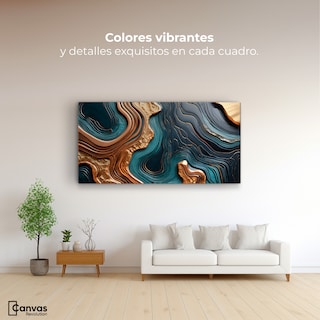 Foto 2 | Foto 2 | Cuadro Decorativo Canvas Abstracto Ondas Turquesas 120x60
