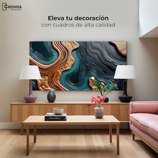 Foto 3 | Foto 3 | Cuadro Decorativo Canvas Abstracto Ondas Turquesas 120x60
