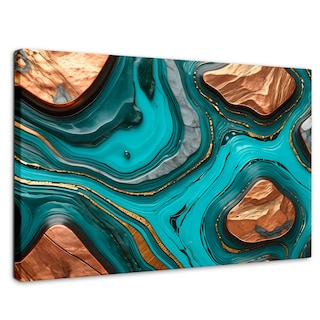 Foto 1 | Foto 1 | Cuadro Decorativo Canvas Abstracto Remolinos Turquesa 90x60