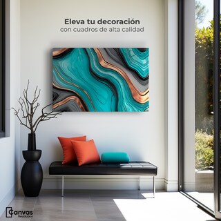 Foto 3 | Foto 3 | Cuadro Decorativo Canvas Abstracto Paisaje Turquesa 90x60