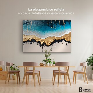 Foto 2 | Foto 2 | Cuadro Decorativo Canvas Olas Azul Doradas 90x60