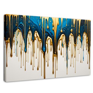 Foto 1 | Foto 1 | Cuadro Decorativo Canvas Cascada Azul Dorado 90x60