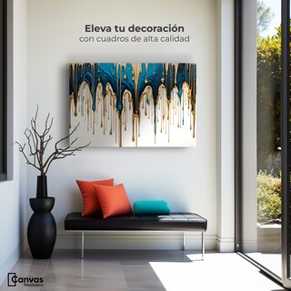 Foto 3 | Foto 3 | Cuadro Decorativo Canvas Cascada Azul Dorado 90x60