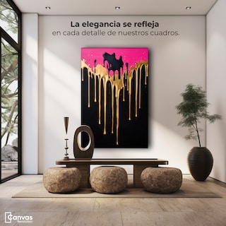 Foto 3 | Foto 3 | Cuadro Decorativo Canvas Gota Dorada Fucsia 60x90