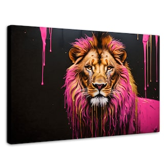 Foto 1 | Foto 1 | Cuadro Decorativo Canvas León Rosa Vibrante 90x60