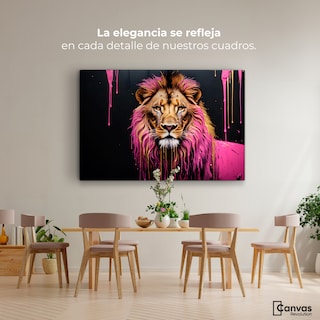 Foto 2 | Foto 2 | Cuadro Decorativo Canvas León Rosa Vibrante 90x60
