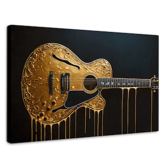 Foto 1 | Foto 1 | Cuadro Decorativo Canvas Guitarra Dorada 90x60