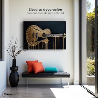 Foto 3 | Foto 3 | Cuadro Decorativo Canvas Guitarra Dorada 90x60
