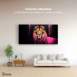 Foto 2 | Foto 2 | Cuadro Decorativo Canvas León Rosa Vibrante 120x60