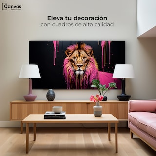 Foto 3 | Foto 3 | Cuadro Decorativo Canvas León Rosa Vibrante 120x60