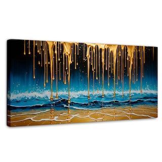 Foto 1 | Foto 1 | Cuadro Decorativo Canvas Mar Nocturno Dorado 120x60
