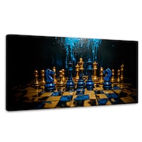 Cuadro Decorativo Canvas Majestad Azul Oro 120x60