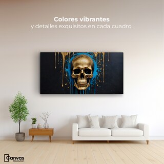 Foto 2 | Foto 2 | Cuadro Decorativo Canvas Cráneo Azul Dorado 120x60