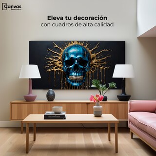 Foto 3 | Foto 3 | Cuadro Decorativo Canvas Cráneo Azul Dorado 120x60