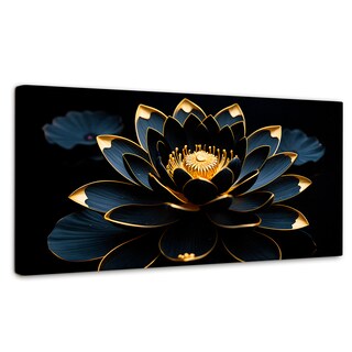 Foto 1 | Foto 1 | Cuadro Decorativo Canvas Loto Negro Oro 120x60