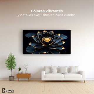 Foto 2 | Foto 2 | Cuadro Decorativo Canvas Loto Negro Oro 120x60