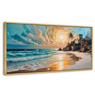 Foto 1 | Foto 1 | Cuadro Decorativo Marco Flotante Cielo Sobre Tulum 120x60 Marco Dorado