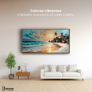 Foto 2 | Foto 2 | Cuadro Decorativo Marco Flotante Cielo Sobre Tulum 120x60 Marco Dorado