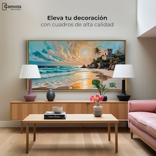 Foto 3 | Foto 3 | Cuadro Decorativo Marco Flotante Cielo Sobre Tulum 120x60 Marco Dorado