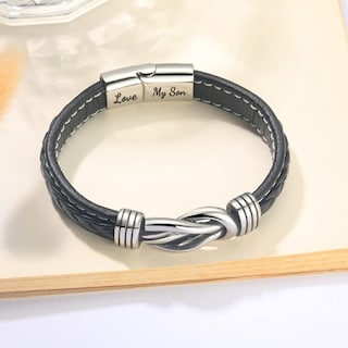 Foto 2 | Foto 2 | Pulsera de Piel de Hombre De Plata Regalos para mi Hijo