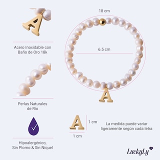 Foto 4 | Foto 4 | Pulsera de Perlas Baño de Oro 18k LuckyLy Galia Letra B para Mujer