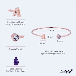 Foto 6 | Foto 6 | Pulsera tipo Brazalete Luckyly Baño de Oro Rosa 18k Sonia Letra J para Mujer