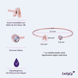 Foto 6 | Foto 6 | Pulsera tipo Brazalete LuckyLy Baño de Oro Rosa 18k Sonia Letra S para Mujer