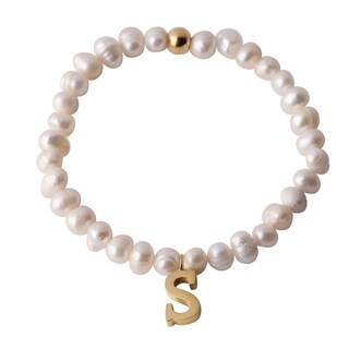 Foto 1 | Foto 1 | Pulsera de Perlas Baño de Oro 18k LuckyLy Galia Letra S para Mujer