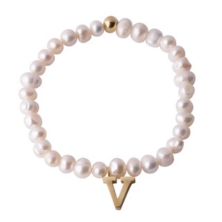 Foto 1 | Foto 1 | Pulsera de Perlas Baño de Oro 18k LuckyLy Galia Letra V para Mujer