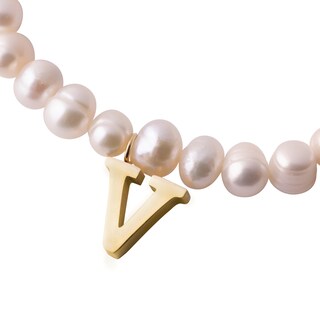 Foto 2 | Foto 2 | Pulsera de Perlas Baño de Oro 18k LuckyLy Galia Letra V para Mujer