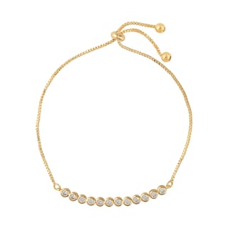 Foto 1 | Foto 1 | Pulsera de Chapa de Oro 18k Plafer Puntos Dorado con Circonia Blanca
