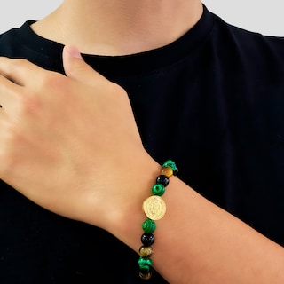 Foto 2 | Foto 2 | Pulsera San Benito de Ojo De Tigre Malaquita y Ónix