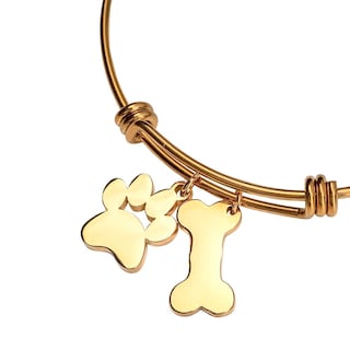Foto 2 | Foto 2 | Pulsera Mujer con Dijes de Huella de Perro y Hueso Luckyly, Modelo Canny Oro