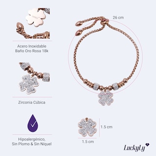Foto 6 | Foto 6 | Pulsera Luckyly con Dije de Trébol Buena Suerte Tea Oro Rosa