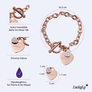 Foto 4 | Foto 4 | Pulsera para Mujer Luckyly con Dijes de Corazón Uma