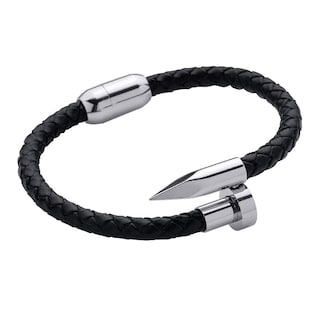 Foto 1 | Foto 1 | Pulsera Luckman Jack Plateada de Clavo Piel Vegana para Hombre