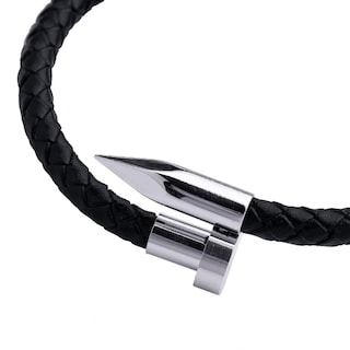 Foto 2 | Foto 2 | Pulsera Luckman Jack Plateada de Clavo Piel Vegana para Hombre