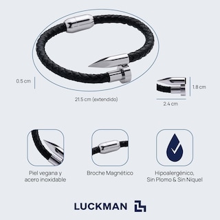 Foto 5 | Foto 5 | Pulsera Luckman Jack Plateada de Clavo Piel Vegana para Hombre
