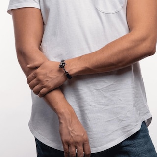 Foto 4 | Foto 4 | Pulsera Luckman Ancor Negra de Ancla Piel Vegana para Hombre