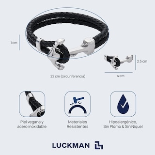 Foto 5 | Foto 5 | Pulsera Luckman Ancor Negra de Ancla Piel Vegana para Hombre