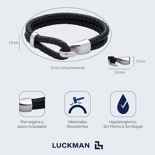 Foto 5 | Foto 5 | Brazalete Luckman Quentin Negra Piel Vegana para Hombre