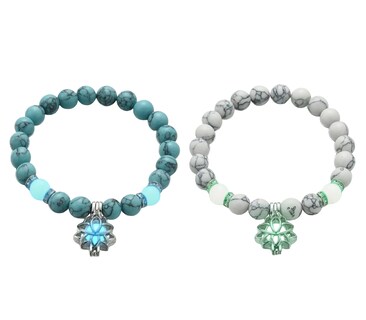Foto 1 | Foto 1 | 1 Par Pulsera Luminosa De Flor De Loto Para Parejas Brilla, Azul/gris