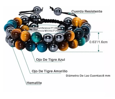 Foto 2 | Foto 2 | Pulsera Buena Suerte Joyeria Obsidiana Hematita Ojo De Tigre