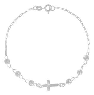 Foto 1 | Foto 1 | Pulsera De Plata 925 Con Cruz Y Bola Diamantada 18 Cm