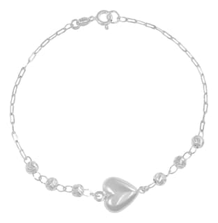 Foto 1 | Foto 1 | Pulsera De Plata 925 Con Corazon Y Bola Diamantada 18 Cm