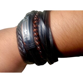 Foto 2 | Foto 2 | Set de Pulseras de Cuero Negro para Hombre- Venta Internacional