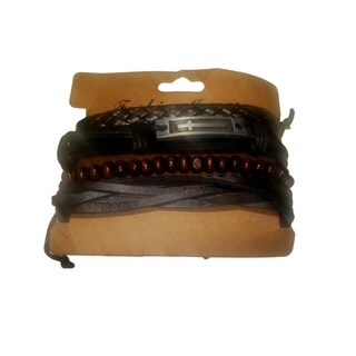 Foto 4 | Foto 4 | Set de Pulseras de Cuero Negro para Hombre- Venta Internacional