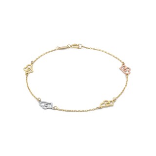 Foto 1 | Foto 1 | Pulsera Corazones Enlazados 3 Oros Solido 10k