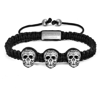 Foto 1 | Foto 1 | Brazalete Crucible Con Calaveras De Acero Inoxidable Envejecido Y Cordón De Nailon - Venta Internacional.